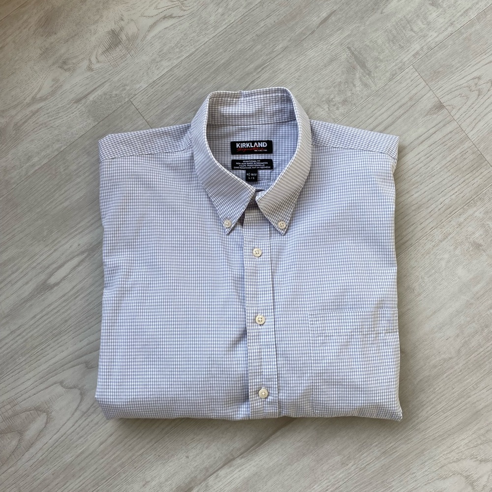 Dress Shirt In Grey Checkered 16.5 36/37 Men's Tall Regular Fit